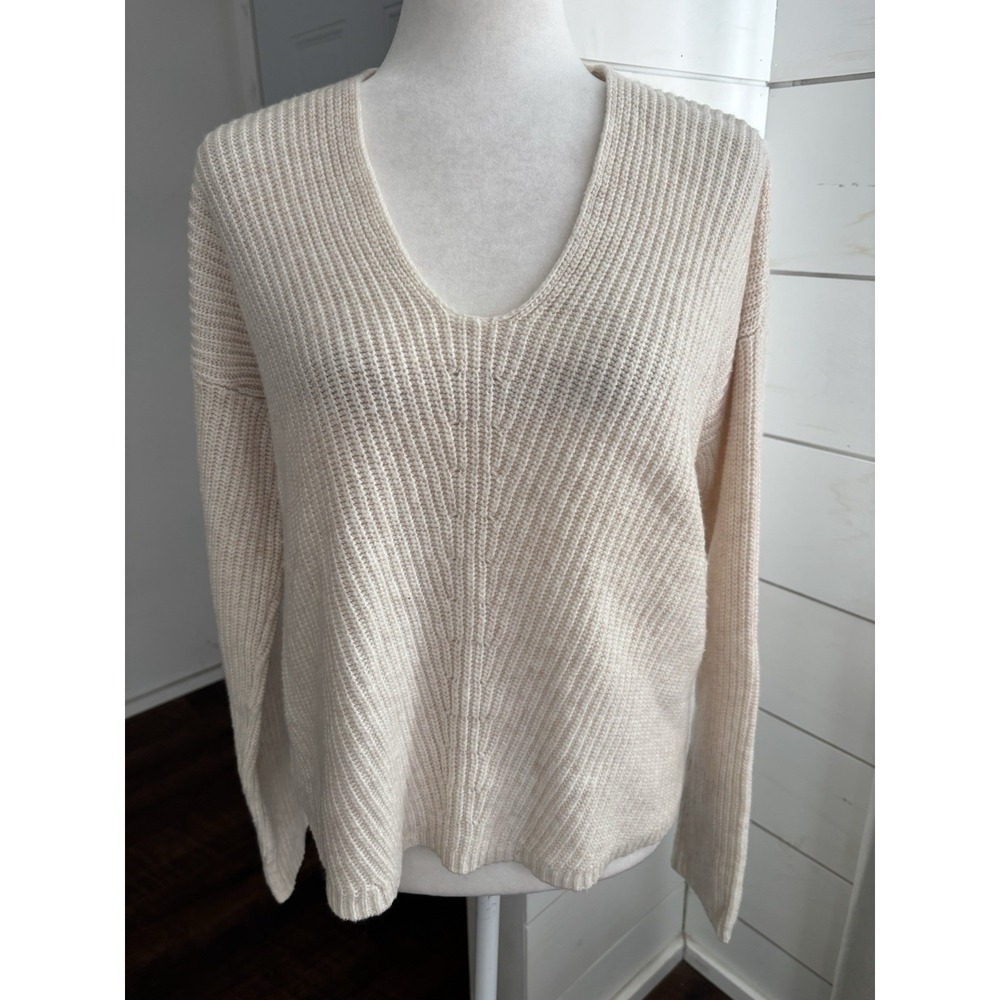 Marine Layer Sweater Womens XL Cream Ribbed Cozy‎ Neutral Minimalist Cashmere